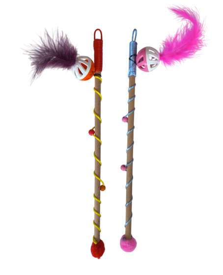 Karamel Sesli Toplu Tüylü Kedi Oltası 40-50 cm Renkli Karamel Sesli Toplu Tüylü Kedi Oltası 40-50 cm Renkli