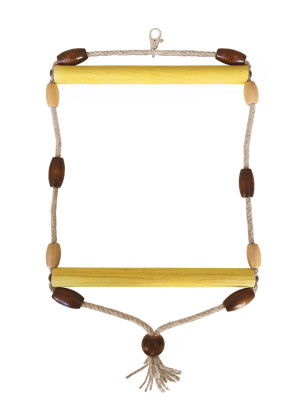 Doğal Ahşap Papağan Salıncağı Boncuklu 21 x 36 cm