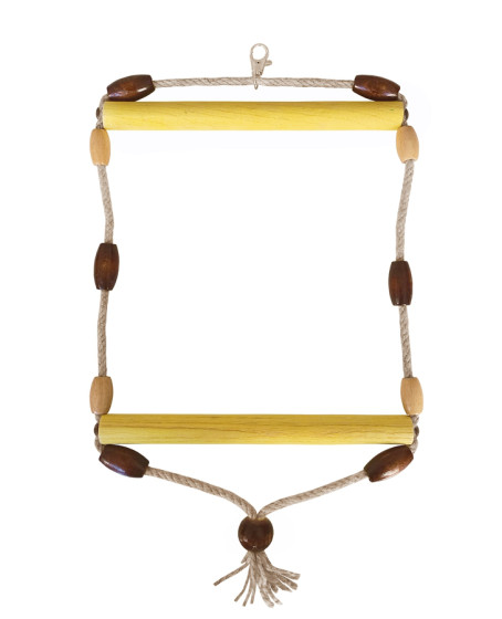 Doğal Ahşap Papağan Salıncağı Boncuklu 21 x 36 cm Doğal Ahşap Papağan Salıncağı Boncuklu 21 x 36 cm