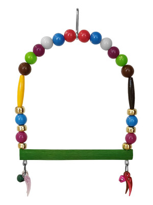 Renkli Boncuklu Ve Çanlı Muhabbet Kuşu Salıncağı 10-11.5 cm Renkli