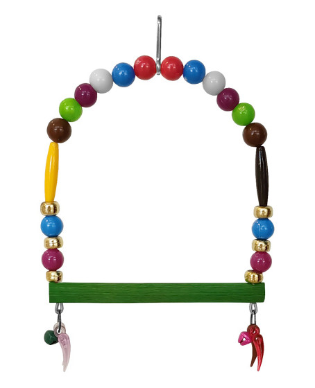 Renkli Boncuklu Ve Çanlı Muhabbet Kuşu Salıncağı 10-11.5 cm Renkli Renkli Boncuklu Ve Çanlı Muhabbet Kuşu Salıncağı 10-11.5 cm Renkli