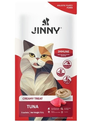 Jinny Creamy İmmune Sistem için Ton Balıklı Kedi Sıvı Ödül Maması 5x15 gr