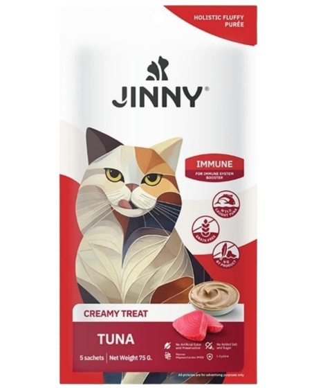 Jinny Creamy İmmune Sistem için Ton Balıklı Kedi Sıvı Ödül Maması 5x15 gr