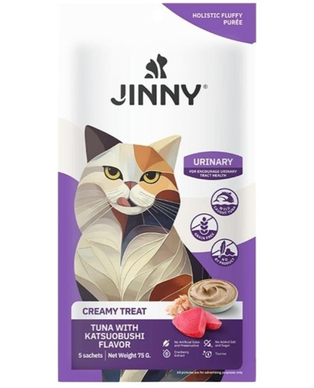 Jinny Creamy Ton Balıklı ve Tütsülenmiş Orkinos Balıklı Kedi Sıvı Ödül Maması 5x15 gr Jinny Creamy Ton Balıklı ve Tütsülenmiş Orkinos Balıklı Kedi Sıvı Ödül Maması 5x15 gr