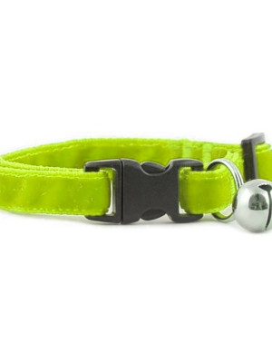 Kedi Boyun Tasması Kadife Dokulu Çanlı 1*30 cm Neon Sarı