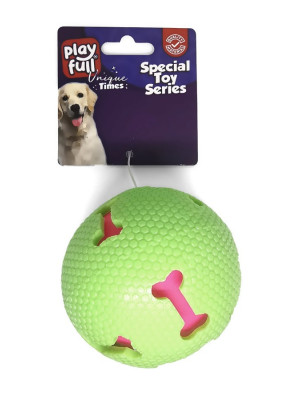 Işıklı Kemik Desenli Plastik Top Köpek Oyuncağı 7,5 Cm Yeşil