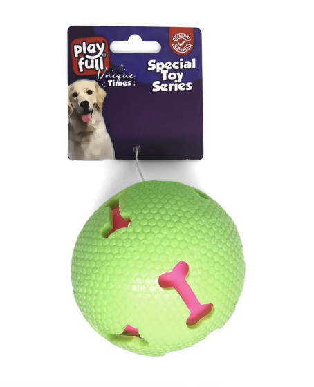Işıklı Kemik Desenli Plastik Top Köpek Oyuncağı 7,5 Cm Yeşil