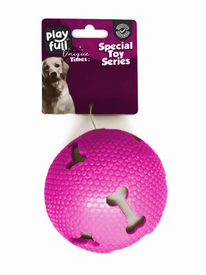 Işıklı Kemik Desenli Plastik Top Köpek Oyuncağı 7,5 Cm Pembe