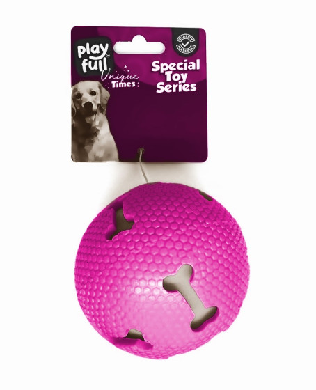 Işıklı Kemik Desenli Plastik Top Köpek Oyuncağı 7,5 Cm Pembe