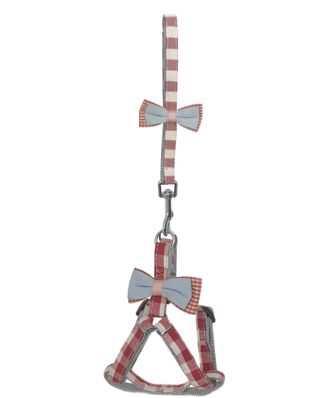 Köpek Göğüs Tasma Seti Ekose Desenli Papyonlu 1.5 cm*35-48 cm Kırmızı Köpek Göğüs Tasma Seti Ekose Desenli Papyonlu 1.5 cm*35-48 cm Kırmızı