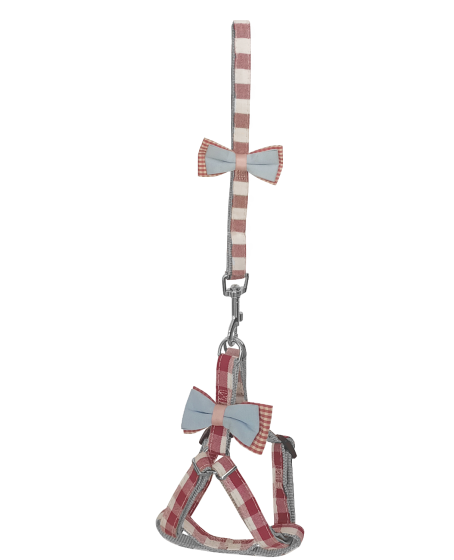 Köpek Göğüs Tasma Seti Ekose Desenli Papyonlu 1.5 cm*35-48 cm Kırmızı Köpek Göğüs Tasma Seti Ekose Desenli Papyonlu 1.5 cm*35-48 cm Kırmızı