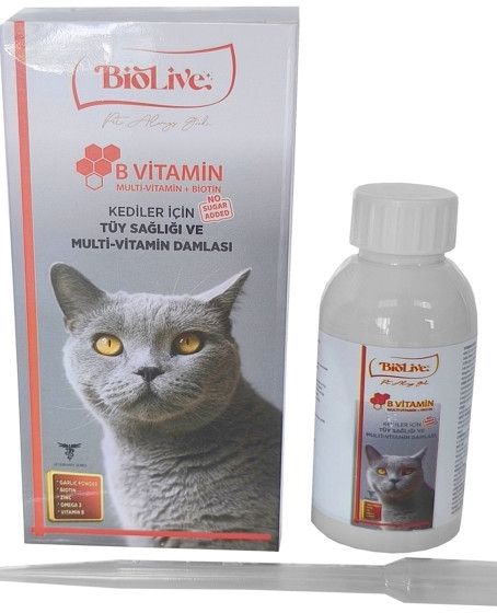 Biolive Kediler İçin B Vitamin+Multivitamin Tüy Sağlığı Likit Vitamin 100ml Biolive Kediler İçin B Vitamin+Multivitamin Tüy Sağlığı Likit Vitamin 100ml