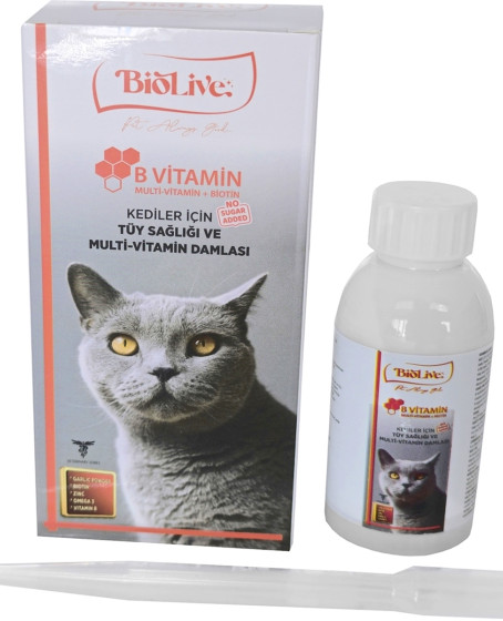 Biolive Kediler İçin B Vitamin+Multivitamin Tüy Sağlığı Likit Vitamin 100ml Biolive Kediler İçin B Vitamin+Multivitamin Tüy Sağlığı Likit Vitamin 100ml