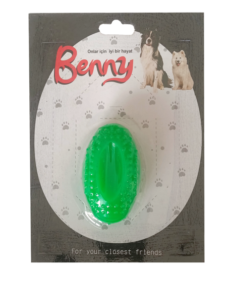 Benny Köpek Oyuncağı Sert Elips Top 8 x 4.5 cm Yeşil