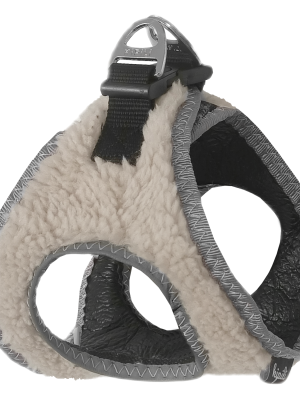 Üç Kilitli Kürklü Kedi Köpek Göğüs Tasması 20-24 cm XXX-Small Krem