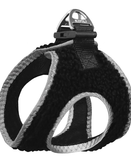 Üç Kilitli Kürklü Kedi Köpek Göğüs Tasması 24-28 cm XX-Small Siyah
