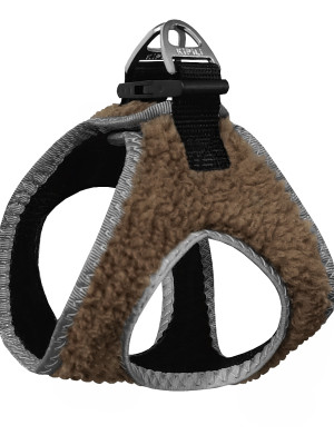 Üç Kilitli Kürklü Kedi Köpek Göğüs Tasması 20-24 cm XXX-Small Taba