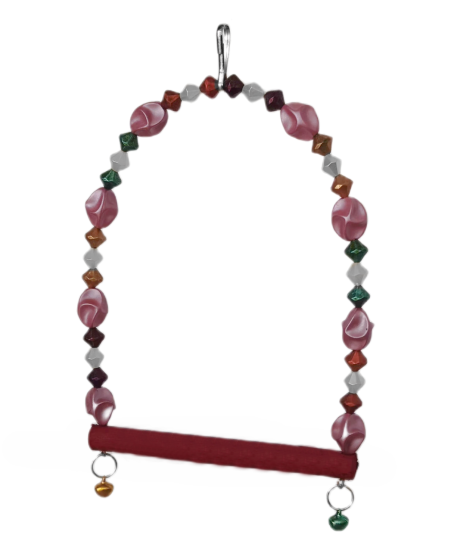 Boncuklu Ve Tünekli Kuş Salıncağı 10 cm-14 cm Bordo Boncuklu Ve Tünekli Kuş Salıncağı 10 cm-14 cm Bordo