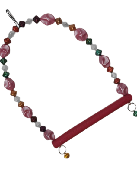 Boncuklu Ve Tünekli Kuş Salıncağı 10 cm-14 cm Bordo Boncuklu Ve Tünekli Kuş Salıncağı 10 cm-14 cm Bordo