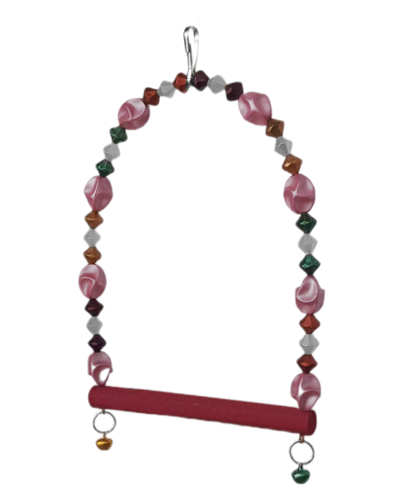 Boncuklu Ve Tünekli Kuş Salıncağı 10 cm-14 cm Bordo Boncuklu Ve Tünekli Kuş Salıncağı 10 cm-14 cm Bordo