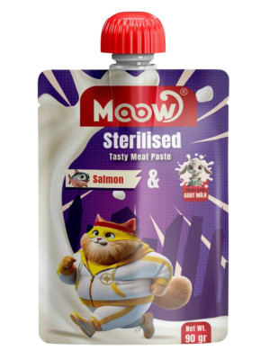 Moow Taze Somon ve Keçi Sütlü Kısırlaştırılmış Ezme Kedi Ödül Maması 90gr