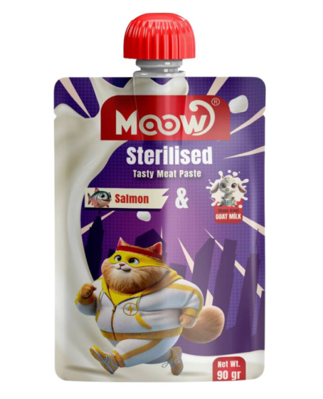 Moow Taze Somon ve Keçi Sütlü Kısırlaştırılmış Ezme Kedi Ödül Maması 90gr
