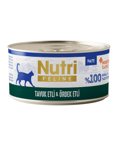 Nutri Feline Tavuk ve Ördek Etli Tahılsız Prebiyotik İlaveli Ezme Yetişkin Kedi Konservesi 70gr Nutri Feline Tavuk ve Ördek Etli Tahılsız Prebiyotik İlaveli Ezme Yetişkin Kedi Konservesi 70gr