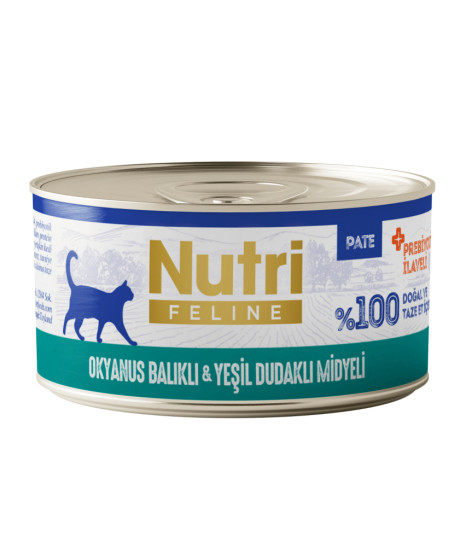Nutri Feline Okyanus Balıklı ve Midyeli Tahılsız Prebiyotikli Ezme Yetişkin Kedi Konservesi 70gr Nutri Feline Okyanus Balıklı ve Midyeli Tahılsız Prebiyotikli Ezme Yetişkin Kedi Konservesi 70gr