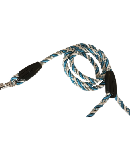 Üçlü Sarmallı Köpek Gezdirme Halatı 1 cm-120 cm Mavi Beyaz Üçlü Sarmallı Köpek Gezdirme Halatı 1 cm-120 cm Mavi Beyaz