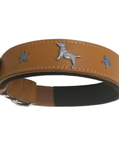 Deri Köpek Figürlü Köpek Boyun Tasması 56-64 cm XL Kamel Deri Köpek Figürlü Köpek Boyun Tasması 56-64 cm XL Kamel