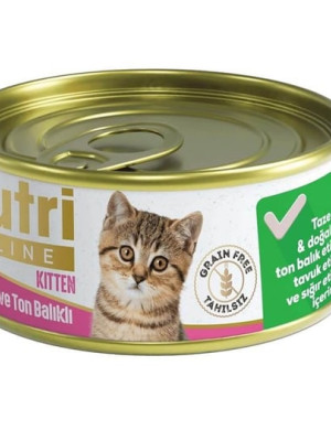 Nutri Feline Tahılsız Tavuk Etli Ve Ton Balıklı Yavru Kedi Konservesi 85gr
