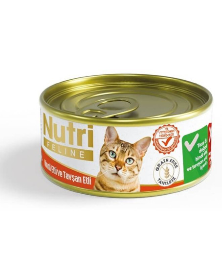 Nutri Feline Tahılsız Hindi ve Tavşan Etli Kedi Konservesi 85 Gr Nutri Feline Tahılsız Hindi ve Tavşan Etli Kedi Konservesi 85 Gr