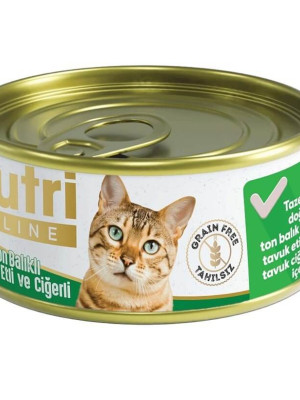 Nutri Feline Tahılsız Ton Balık Tavuk Ciğerli Kedi Konservesi 85 Gr