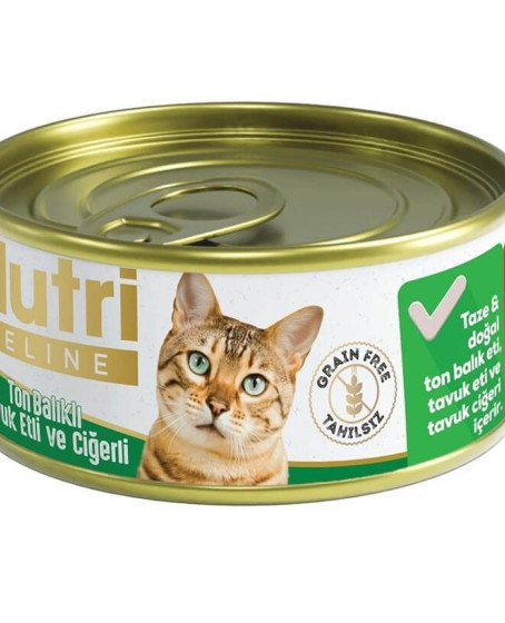 Nutri Feline Tahılsız Ton Balık Tavuk Ciğerli Kedi Konservesi 85 Gr Nutri Feline Tahılsız Ton Balık Tavuk Ciğerli Kedi Konservesi 85 Gr