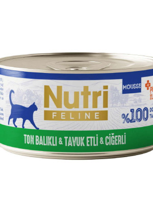 Nutri Feline Ton Tavuk ve Ciğerli Tahılsız Kedi Konservesi 70 Gr