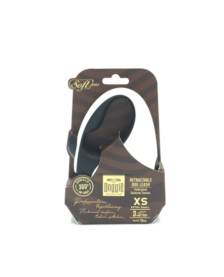Soft Seri Otomatik Makaralı Gezdirme Tasması 12 kg / 3 M Siyah