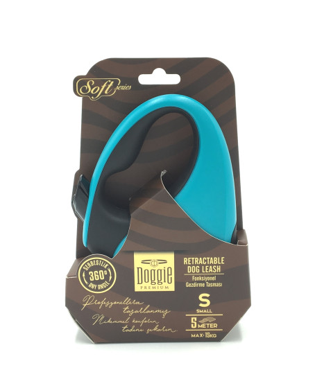 Soft Seri Otomatik Makaralı Gezdirme Tasması 15 kg / 5 M Turkuaz