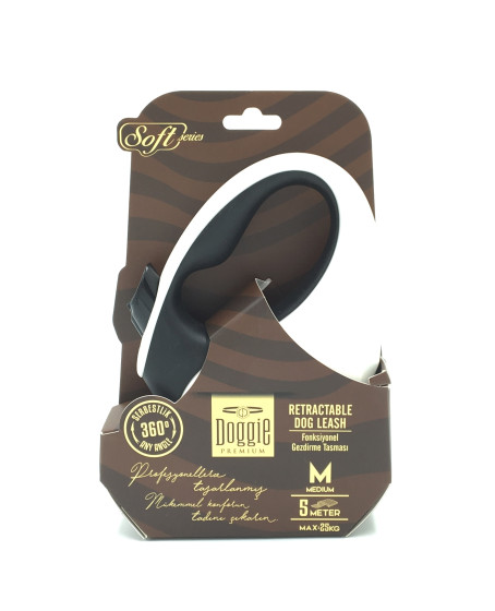 Soft Seri Otomatik Makaralı Gezdirme Tasması 25 kg / 5 M Siyah Soft Seri Otomatik Makaralı Gezdirme Tasması 25 kg / 5 M Siyah