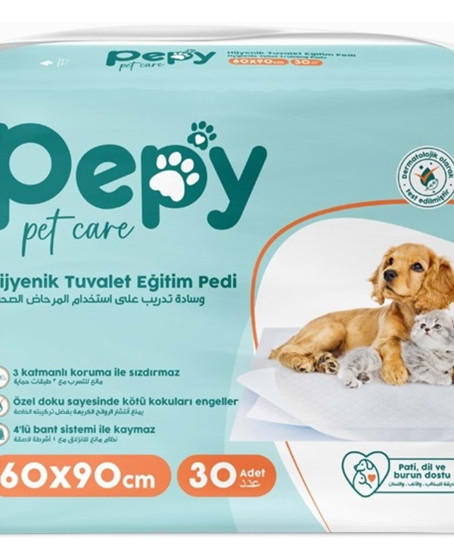 Pepy Evcil Hayvan Tuvalet Eğitim Pedi 60*90CM 30 Adet