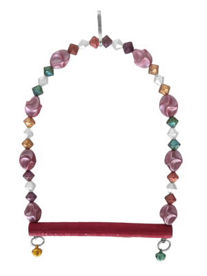 Boncuklu Ve Tünekli Kuş Salıncağı 10 cm-14 cm Bordo