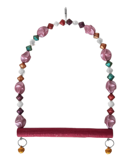 Boncuklu Ve Tünekli Kuş Salıncağı 10 cm-14 cm Bordo Boncuklu Ve Tünekli Kuş Salıncağı 10 cm-14 cm Bordo