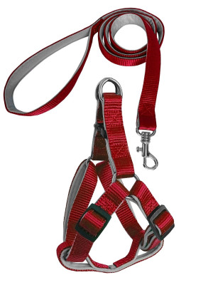Gezdirme Kayışlı Dokuma Köpek Göğüs Tasma Seti 32*47-110 cm Kırmızı