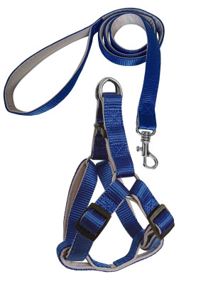 Gezdirme Kayışlı Dokuma Köpek Göğüs Tasma Seti 52*73-110 cm Mavi