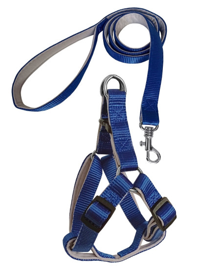 Gezdirme Kayışlı Dokuma Köpek Göğüs Tasma Seti 52*73-110 cm Mavi Gezdirme Kayışlı Dokuma Köpek Göğüs Tasma Seti 52*73-110 cm Mavi