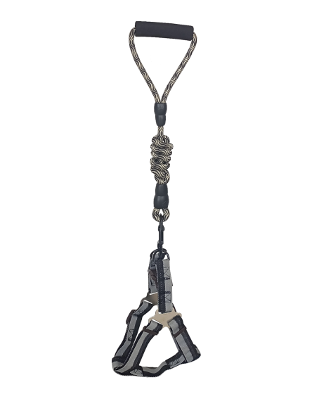 Köpek Göğüs Tasma Seti Dalga Desenli 1.5 cm*35-48 cm Siyah-Beyaz