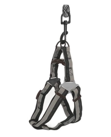 Köpek Göğüs Tasma Seti Dalga Desenli 1.5 cm*35-48 cm Siyah-Beyaz