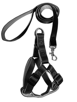 Gezdirme Kayışlı Dokuma Köpek Göğüs Tasma Seti 52*73-110 cm Siyah