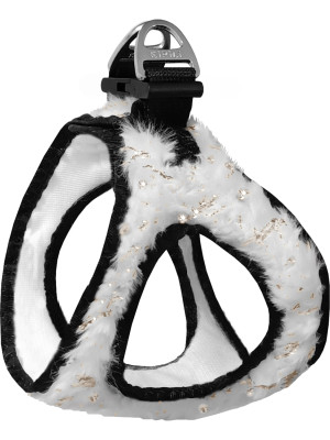 Üç Kilitli Simli Peluş Kedi Köpek Göğüs Tasması 20-24 cm XXX-Small Beyaz