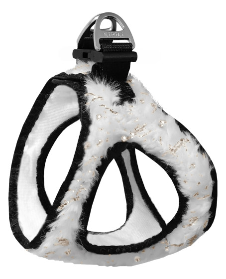 Üç Kilitli Simli Peluş Kedi Köpek Göğüs Tasması 20-24 cm XXX-Small Beyaz