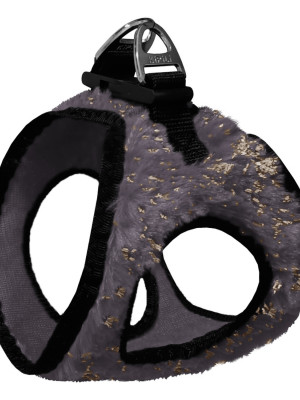 Üç Kilitli Simli Peluş Kedi Köpek Göğüs Tasması 20-24 cm XXX-Small Gri